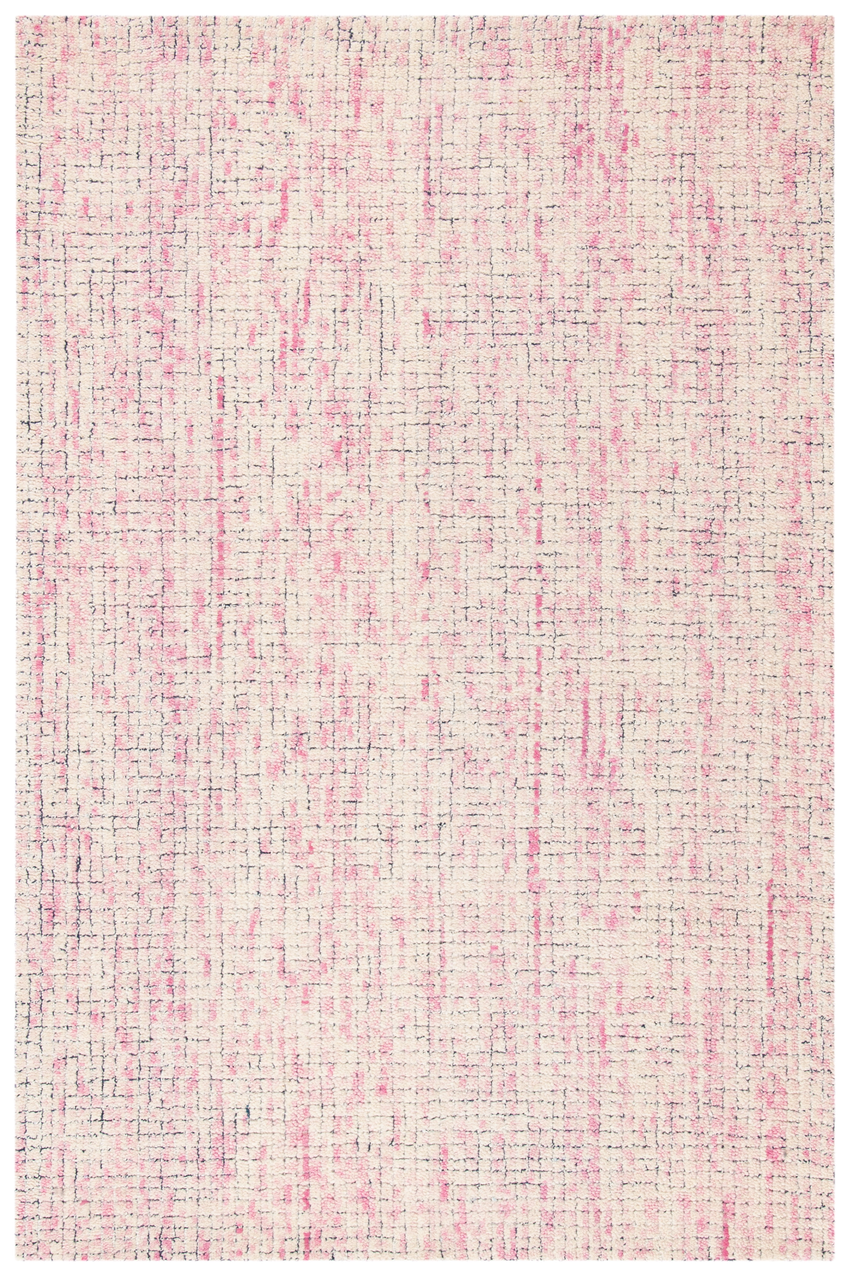 SAFAVIEH Abstract Devyn Geometric Wool Area Rug, Ivory/Pink, 4' x 6'