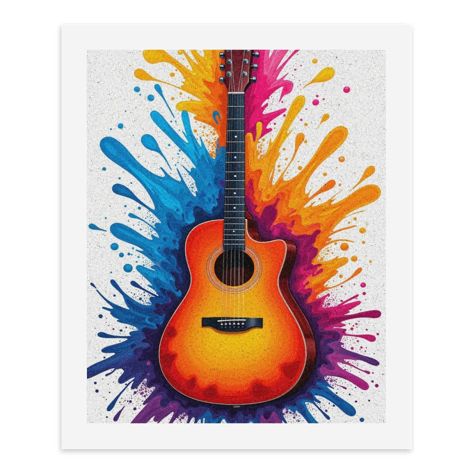 Paint By Numbers Kit for Adults Beginner - DIY Colorful Guitar Splash Art Canvas Painting Kits for Adults, Frameless Paint By Number for Adults for Home Wall Decor 16x20 Inch