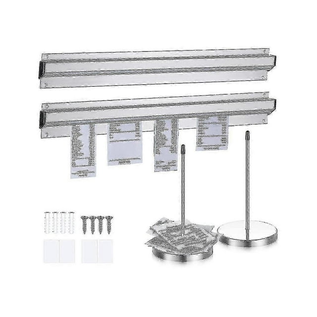 4pcs Ticket Holder Set Slide Check Rack And Steel Receipt Holder Ticket Stabber For Restaurant Tick