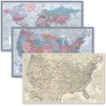 thumbnail image 1 of 3 Pack - World & USA Map Chart [Purple] + Antique Style USA Map (Laminated, 18" x 29"), 1 of 5