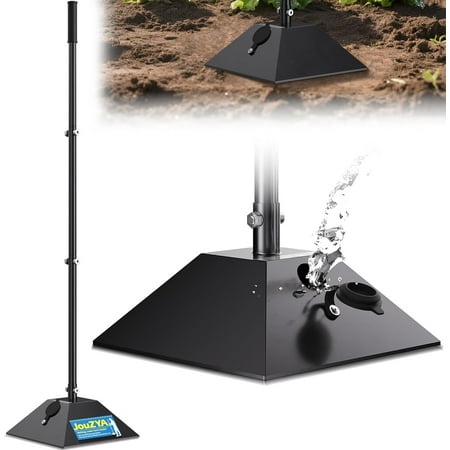 JouZYA Heavy Duty Tamper Tool, Adjustable Weight Base, 8"x8" Steel Compactor Plate, 49" All-Steel Handle, Ergonomic Grip for Soil, Asphalt, Gravel & Paver Compaction