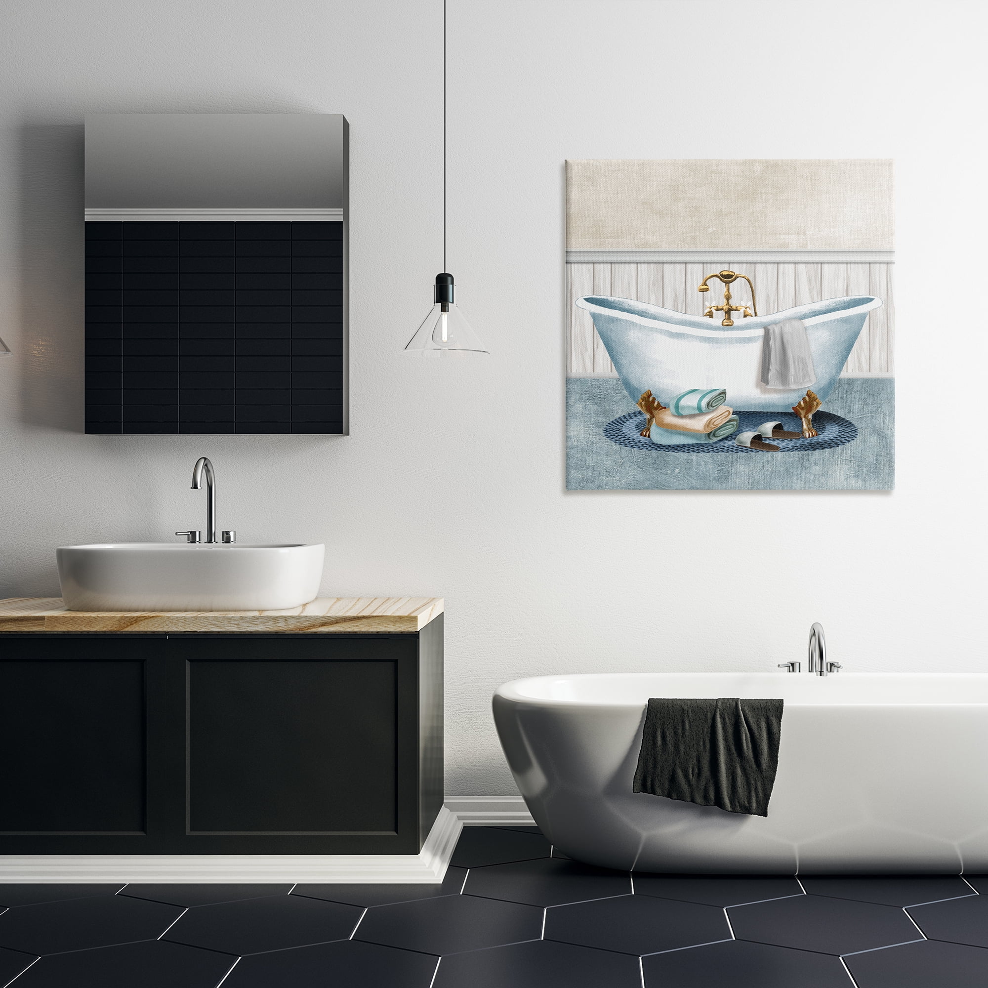 Stupell Industries Cozy Spa Bathtub & Slippers Canvas Wall Art, design by Conrad Knutsen
