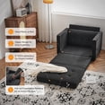thumbnail image 5 of VINGLI Chenille Solid Wood + Metal Futon Frames, Black, 5 of 18