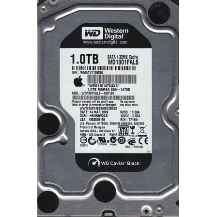 WD1001FALS-40K1B0, DCM HBNNHV2AB, Western Digital 1TB SATA 3.5 Hard Drive