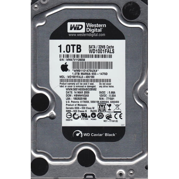 WD1001FALS-40K1B0, DCM HBNNHV2AB, Western Digital 1TB SATA 3.5 Hard Drive