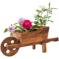 thumbnail image 1 of Wood Garden Wheelbarrow Planter C Multifunctional Decorative Flower Box for Outdoor Plants, 1 of 4