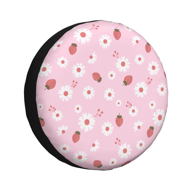 Fotbe Hand Drawn Strawberry Funda de Llanta de Repuesto con Estampado, Engrosada, Ajuste Universal para Jeep, Remolque, RV, SUV, Camión-16 inch