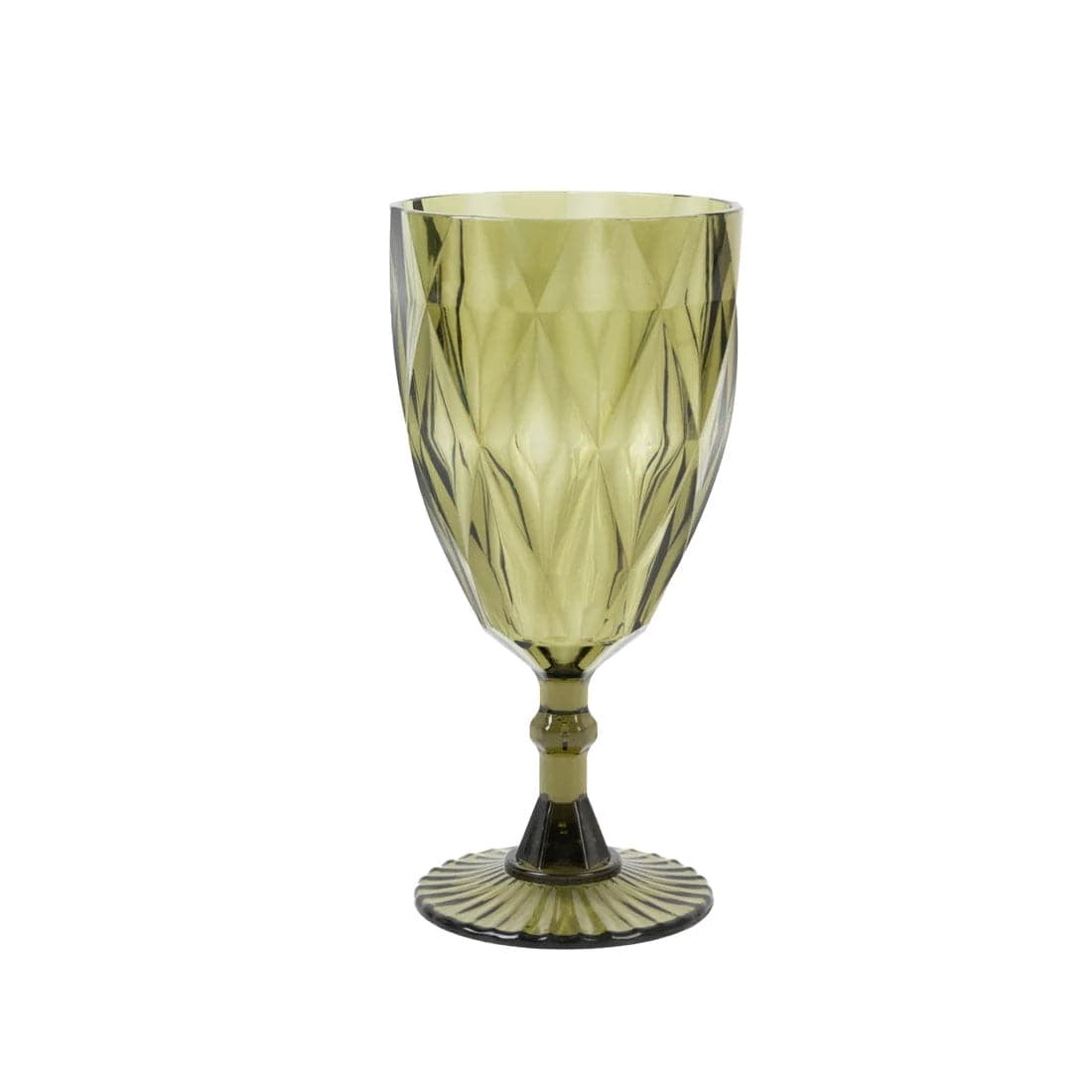 Balsa Circle 12 Dusty Sage 11oz Vintage Diamond Cut Plastic Wine Glasses Wedding Supplies