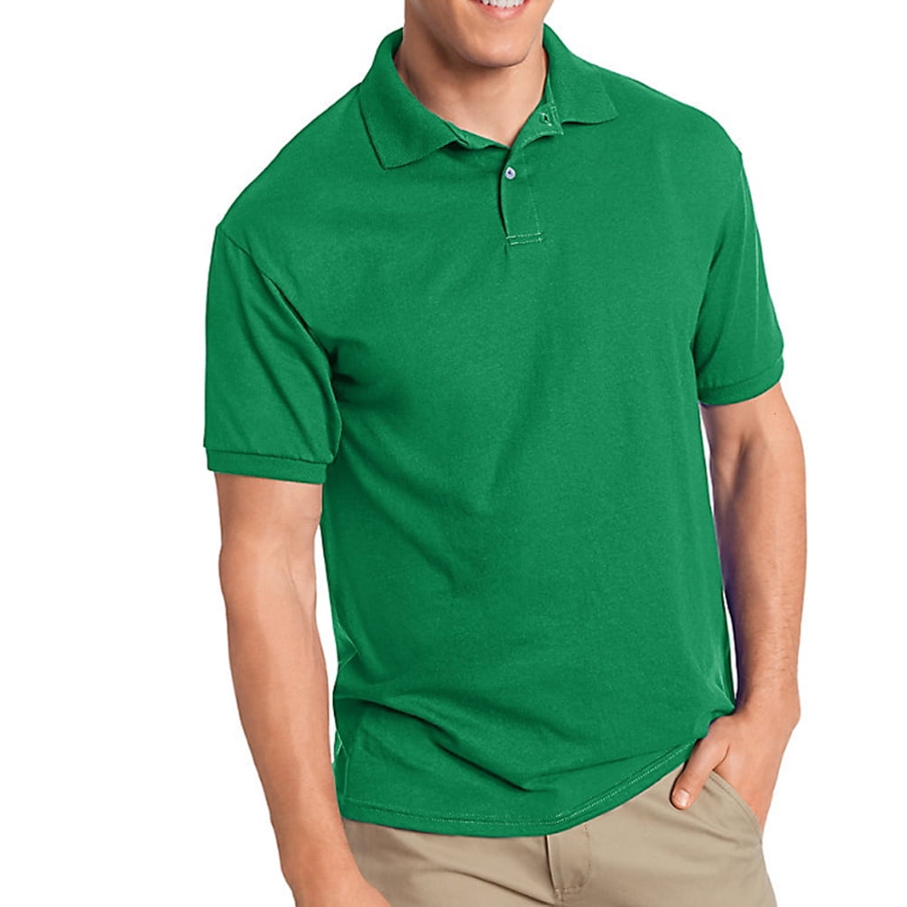 Hanes Men's Cotton-Blend Ecosmart& Jersey Polo - Walmart.com