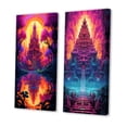 thumbnail image 3 of Designart "Thai Buddhist Temple Tranquil Dreamscape I" Buddhism Wall Art Set Of 2 - Traditional Pink Canvas Set For Living Room Decor, 3 of 6
