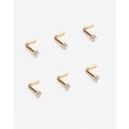 thumbnail image 4 of 6pcs 18g 2mm Nose Rings Studs for Women Clear CZ Nose Studs Gold Coated 6.5mm Length L Shaped Nostril Piercing Jewelry 18 Gauge Nose Jewelry Surgical Steel L Bend Nose Stud, 4 of 4