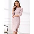 thumbnail image 4 of DARING DIVA Tweed Fall Elegant Boat Neck 3/4 Sleeve Dress XL Pink, 4 of 6