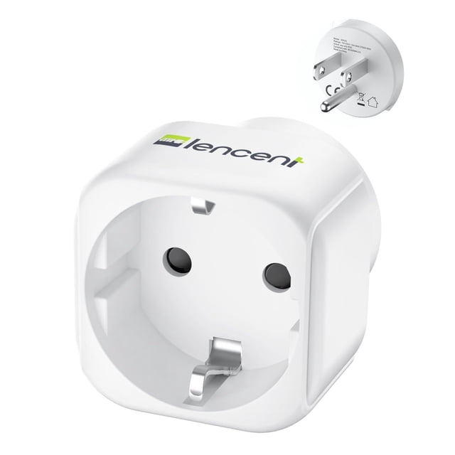 Adaptador de Enchufe LENCENT Blanco de Europa a EE.UU.