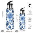 thumbnail image 2 of Yayeee 33oz Insulated Water Bottle Double Wall Stainless Steel with Flip Straw Lid, Blue Floral Pattern, 2 of 7