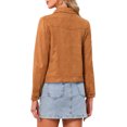 thumbnail image 3 of INSPIRE CHIC Faux Suede Fringe Jacket for Women's Button Down Long Sleeve Western Vintage Jackets S Camel Brown, 3 of 6