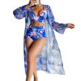 thumbnail image 1 of Gibobby Conjunto de bikini para mujer Bikinis de cintura alta para mujer, conjunto de Bikini Sexy de 3 piezas, traje de baño para cubrir, traje de baño d(Azul,M), 1 of 5