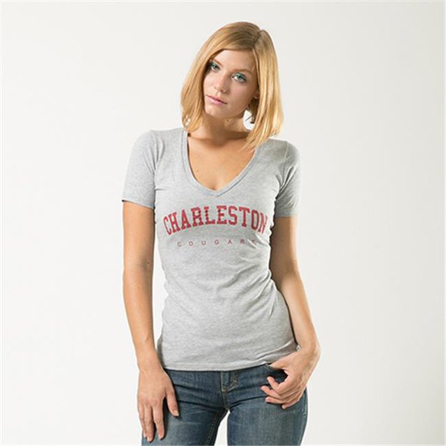 W Republic Game Day Womens Tee Charleston- Heather Grey - Extra Large