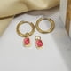 thumbnail image 2 of JeenMata Aros de 2 Quilates con Bisel de Piedra Natal de Julio y Corte Esmeralda, Rubí, Chapados en Oro Amarillo, 2 of 8