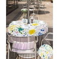 thumbnail image 5 of Fsddascl Pink Yellow Flowers Outdoor Tablecloth - 54 Inch Round Dining Table Cover, Pastoral Botanical Floral Stems Waterproof Outdoor Table Cloth with Umbrella Hole & Zipper for Picnic/Patio/Party, 5 of 7
