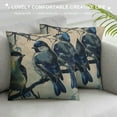 thumbnail image 3 of Leisuo  Blue Robin Bird Throw Pillow Cover Stand On Branch Foliage Furry Vivid Animal Nature Pillow Case Decorative Men Women Boy Girl Room Cushion Cover for Home Couch Bed White, 3 of 5