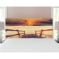 thumbnail image 1 of Beach Headboard, Stairs Lead to the Beach with Dramatic Horizon Scenery Magic Skyline Solitude Print, Upholstered Decorative Metal Bed Headboard with Memory Foam, Full Size, Orange Cream, by Ambesonne, 1 of 4