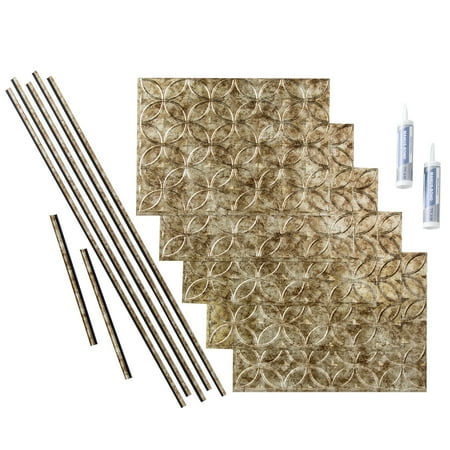 FASÄDE Rings Decorative Vinyl Backsplash 15 sq ft Kit in Bermuda Bronze