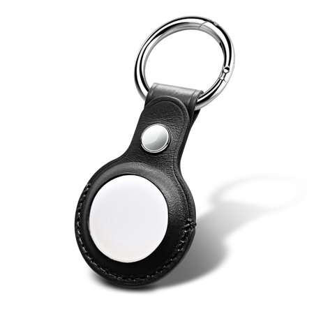 Nagebee Case for AirTag, Ultra Slim [Real Genuine Leather] Holder Keychain Loop Ring Anti-Loss Lightweight Tracker Key Finder Cover with Carabiner Clip Compatible with Apple AirTag 2021