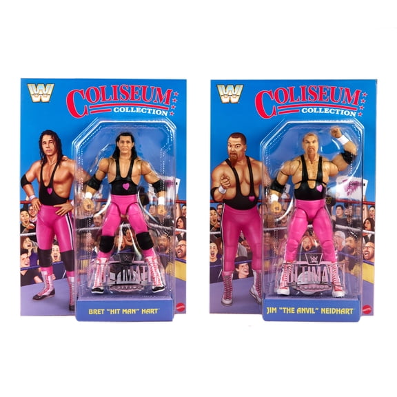 Hart Foundation (Bret Hart & Jim Neidhart) (HVK93) Coliseum Collection - Set of 2 WWE Ultimate Editi Mattel WWE Toy Wrestling Action Figures