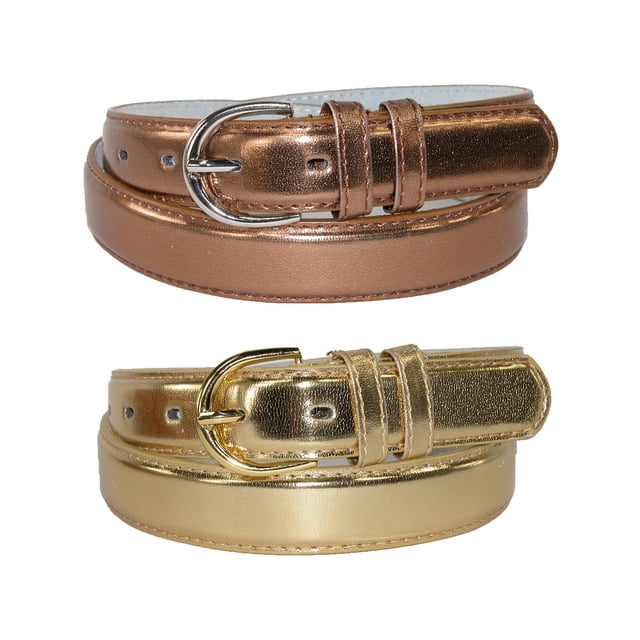 CTM® Ceinture Habillée en Cuir Métallisé (Lot de 2 Couleurs) (pour Femmes)