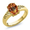 thumbnail image 2 of Gem Stone King 2.00 Ct Oval Ecstasy Mystic Topaz 18K Yellow Gold Plated Silver Curl Into Me Ring, 2 of 2