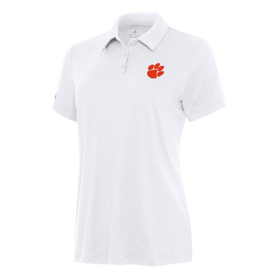 Women's Antigua White Clemson Tigers Reprocess Polo