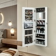 thumbnail image 2 of Costway Door Wall Mount Touch Screen LED Light Mirrored Jewelry Cabinet Storage White, 2 of 10