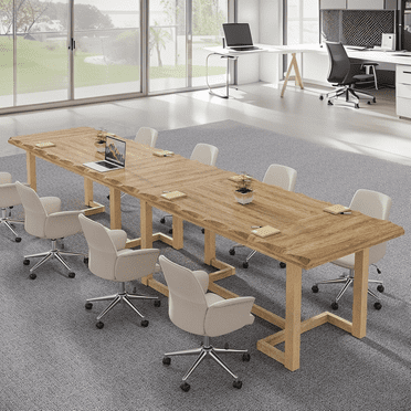 Tribesigns 63-Inch Conference Table for 4-6, Rectangular Meeting Table with Solid Wood Legs and Thickened Desktop for Conference Training Room Office