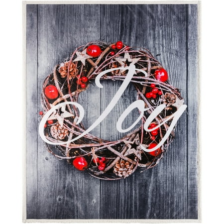Photo Real Reversible Velvet to Sherpa Holiday Wreath Throw Blanket, 1 Each ()