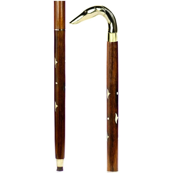 Aluminum & Brass Decorative Rosewood Walking Cane | Full Size Walking-Stick for Men & Women |