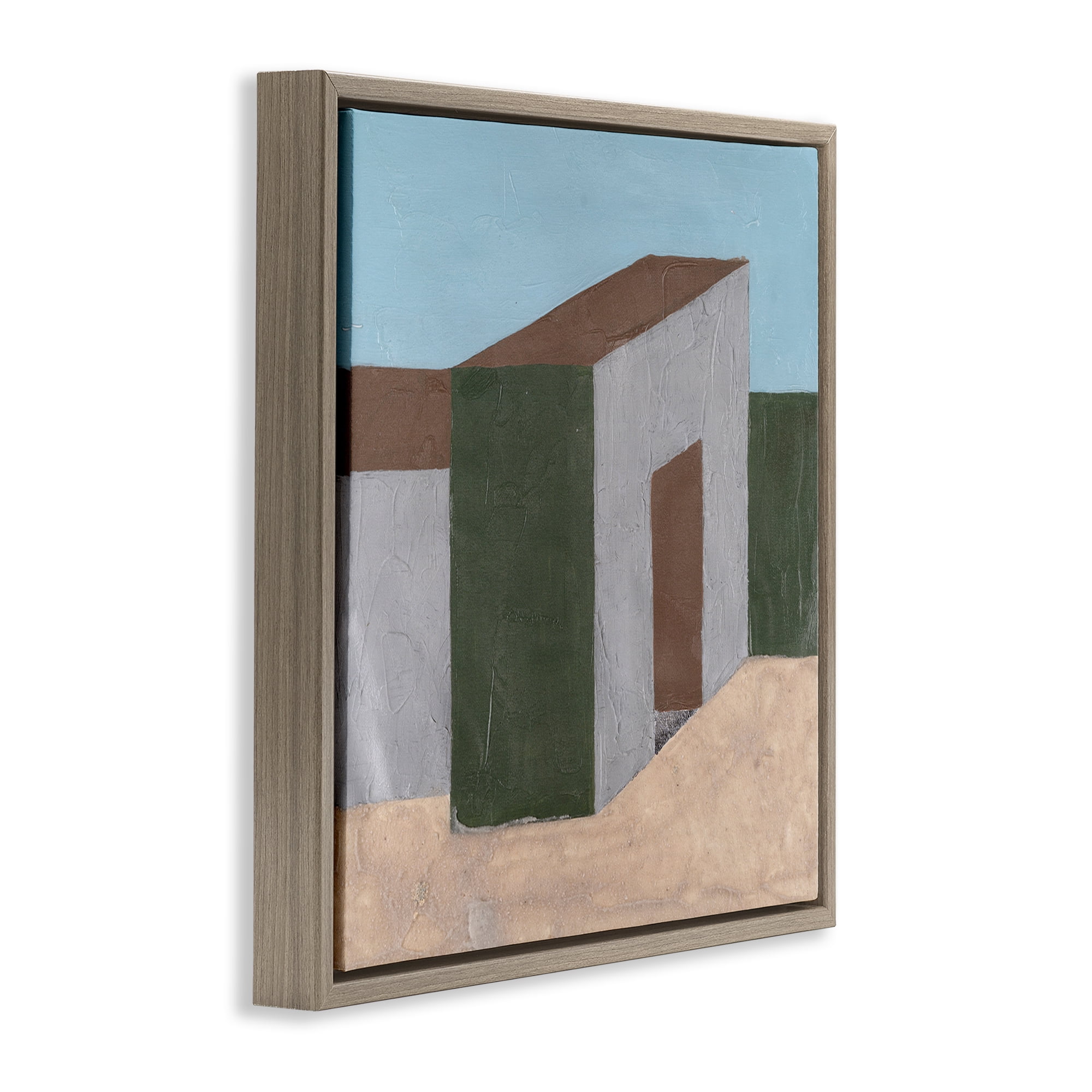 Stupell Industries Rustic Desert Building Buildings & Architecture Painting Brown Floater Framed Canvas Art Print Wall Art, 18 x 18