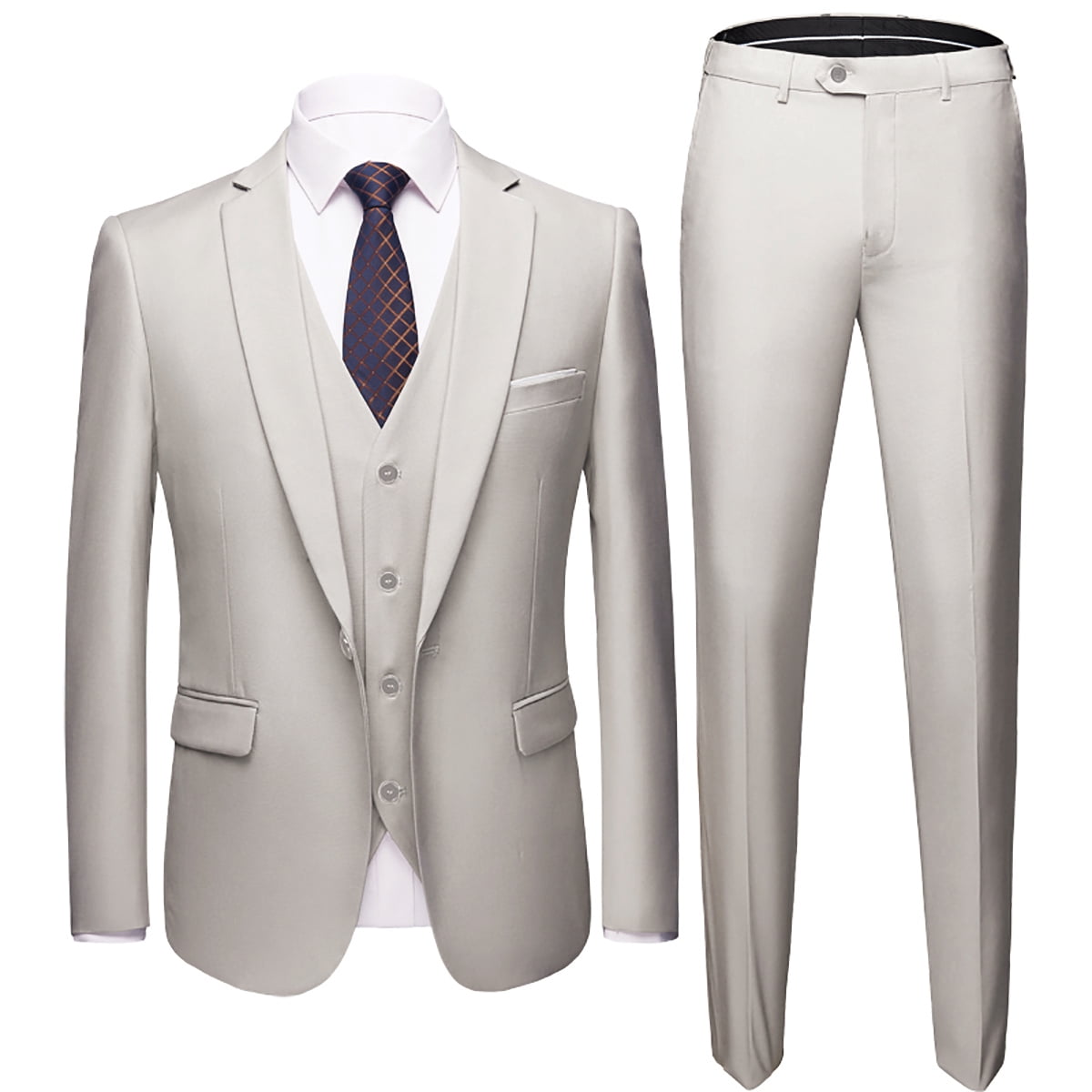 Cloudstyle Men's Slim Fit 3 Piece Suit One Button Business Wedding Prom ...
