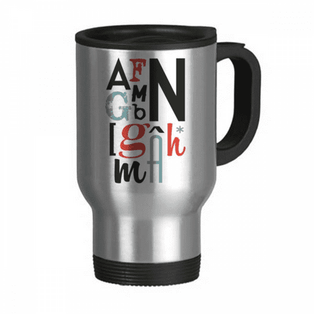 

Alphabets Stylish Quote Handwrite Travel Mug Flip Lid Stainless Steel Cup Car Tumbler Thermos