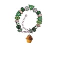 thumbnail image 2 of Resin Vanilla Cupcake with Chocolate Frosting Green Christmas Bead Bracelet, 2 of 4