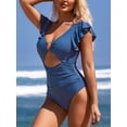 thumbnail image 4 of Women's Backless Tummy Control Swimwear V Neck One Piece Monokini Bath Suit, 4 of 7