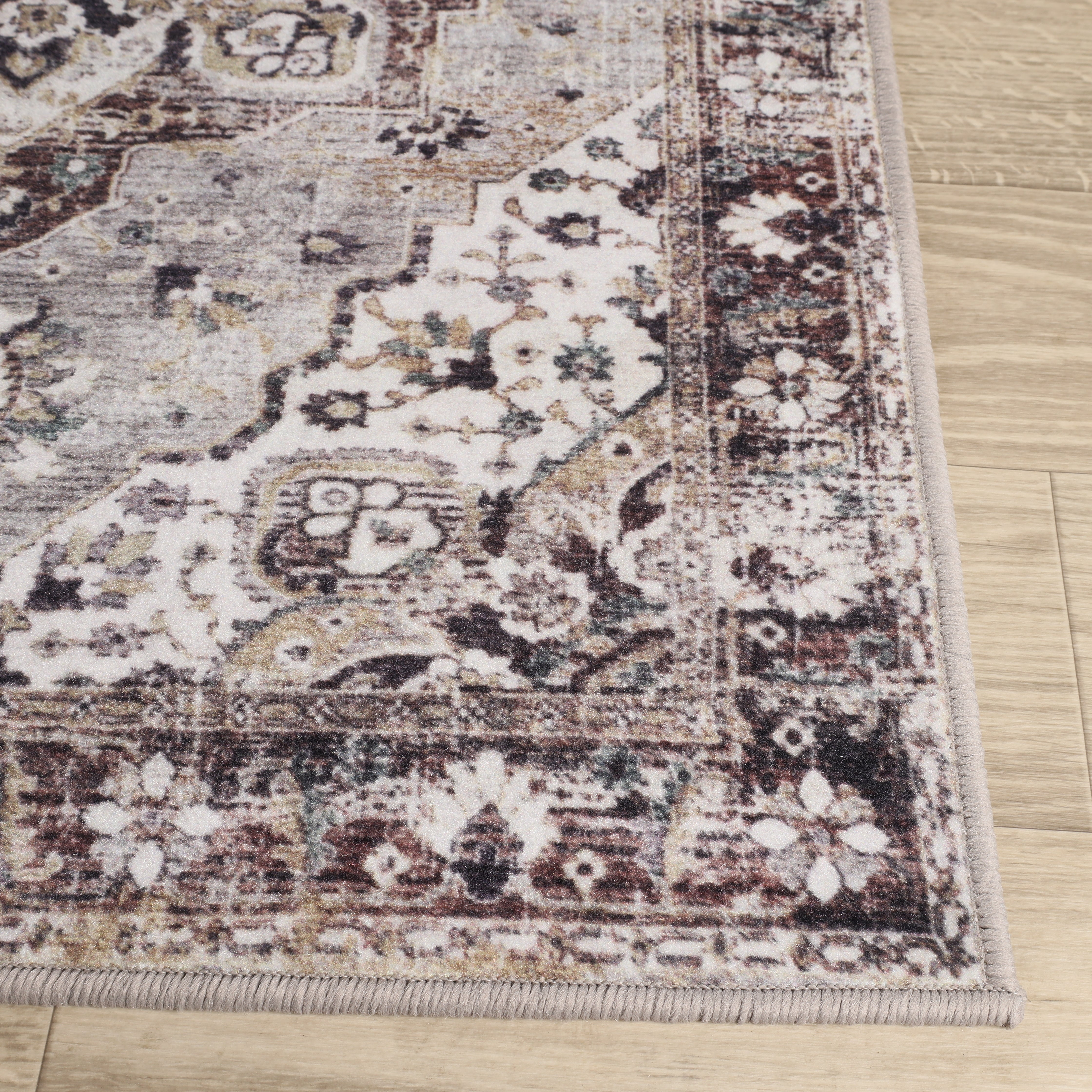 Superior Mahi Modern Medallion Washable Indoor Area Rug, 12' x 18', Grey