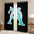 thumbnail image 2 of Manfei Initial A Letter Black Out Curtains for Kid, Princess Cyan Bowknot Curtains Pack of 2 (42x63 Each), Kawaii Cute Cartoon Bedroom Curtains, Curtains Blackout Home Decor, 2 of 6