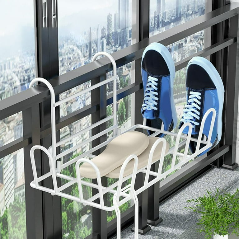Kiskick Railing Shoe Rack Shoe Drying Rack with Hook Movable