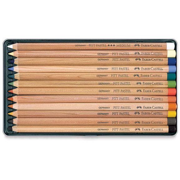Faber-Castell Pitt Pastel Pencil Set - Set of 12, Tin Box, Assorted Colors