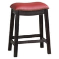 thumbnail image 1 of Poundex Furniture 24" Saddle Counter Stool in Burgundy Red Faux Leather (Set-2), 1 of 9