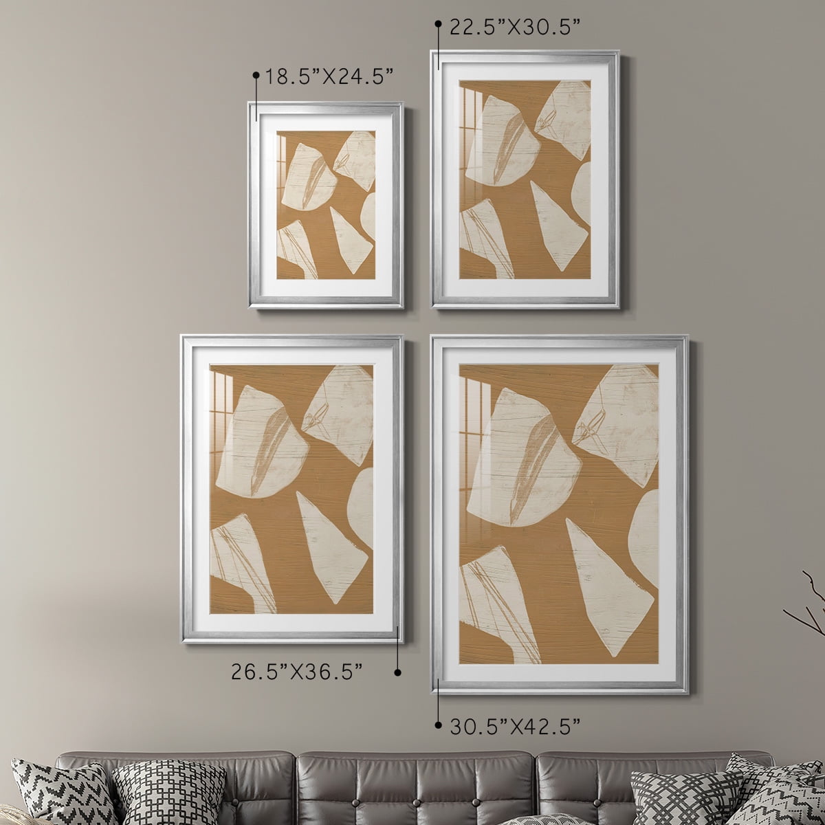 Wexford Home Piecemeal I Premium Framed Print, 18.5" x 24.5" - Ready to Hang, Silver (Set of 2)