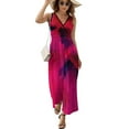thumbnail image 2 of Maxi Dress Abstract Brush Dress Red and Purple Night Club Streetwear Bohemia Long Dresses Sleeveless Custom Big Size Vestido, 2 of 7