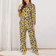thumbnail image 2 of Lsque Cow Print Sunflower Pattern Long Sleeve Pajama Set for Women - Soft 2-Piece Sleepwear and Loungewear Set with Pockets, Comfy Nightwear-XX-Large, 2 of 7