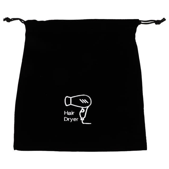 WORGEOUS 1pc Secador de pelo Bolsa de almacenamiento Flannel Bolsa de cordón Joyería Organizador suave Negro