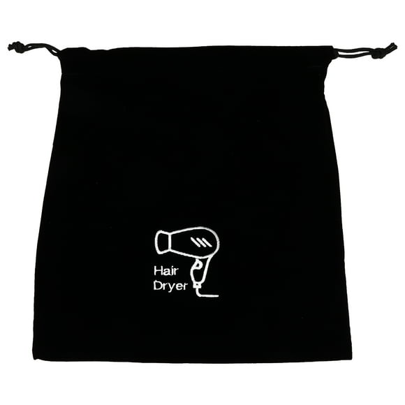 1pc Secador de pelo Bolsa de almacenamiento Flannel Bolsa de cordón Joyería Organizador suave Negro